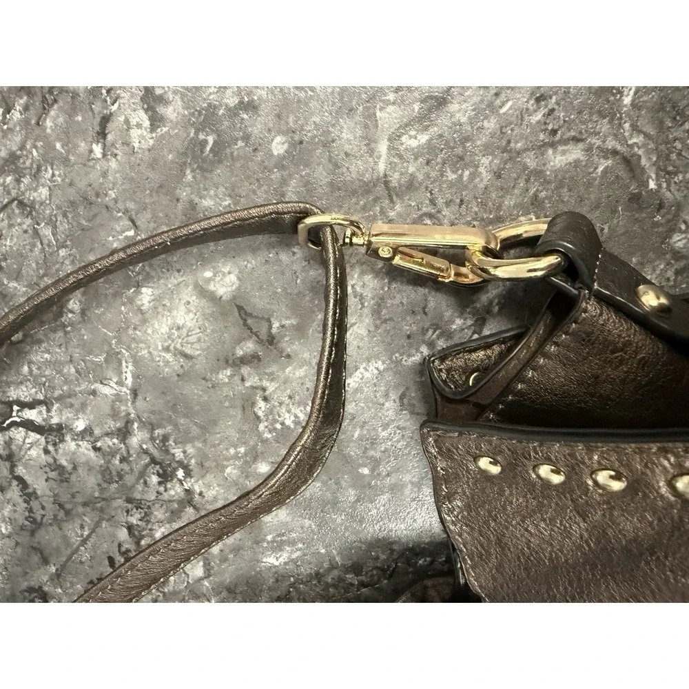 Dasein‎ Women Stylish Handbag Satchel Tote Shoulder Bag Studs Bronzed Brown